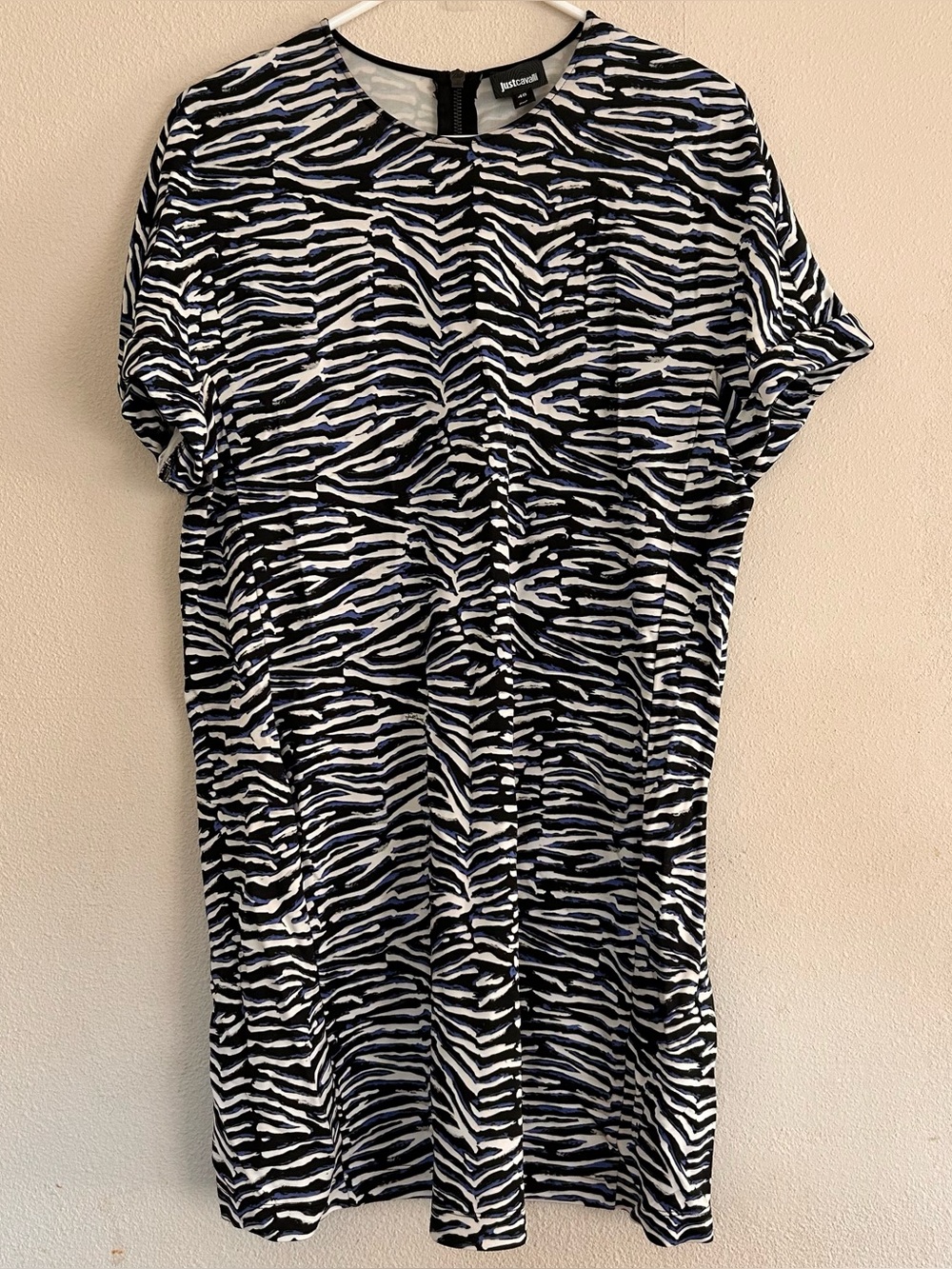 ROBERTO CAVALLI Cocktail Dress Jersey Bodycon Zebra Animal Print Size IT48